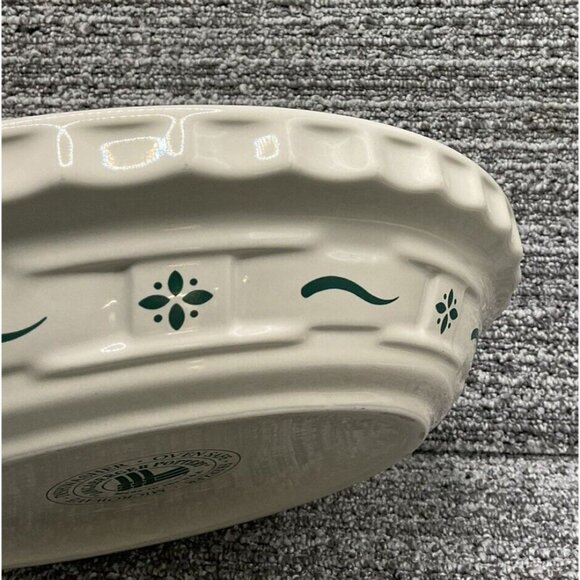 Longaberger Pottery Woven Traditions Heritage Green 10" Pie Baking Dish / Plate - Picture 6 of 9